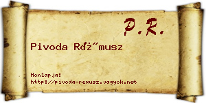 Pivoda Rémusz névjegykártya